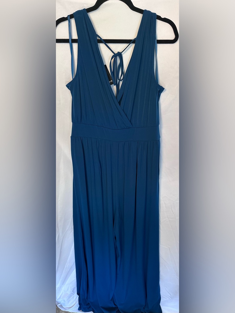 Torrid Studio Knit Surplice Tie Back Wide-Leg Jumpsuit Size 1 Opal Blue NWT - Picture 2 of 13